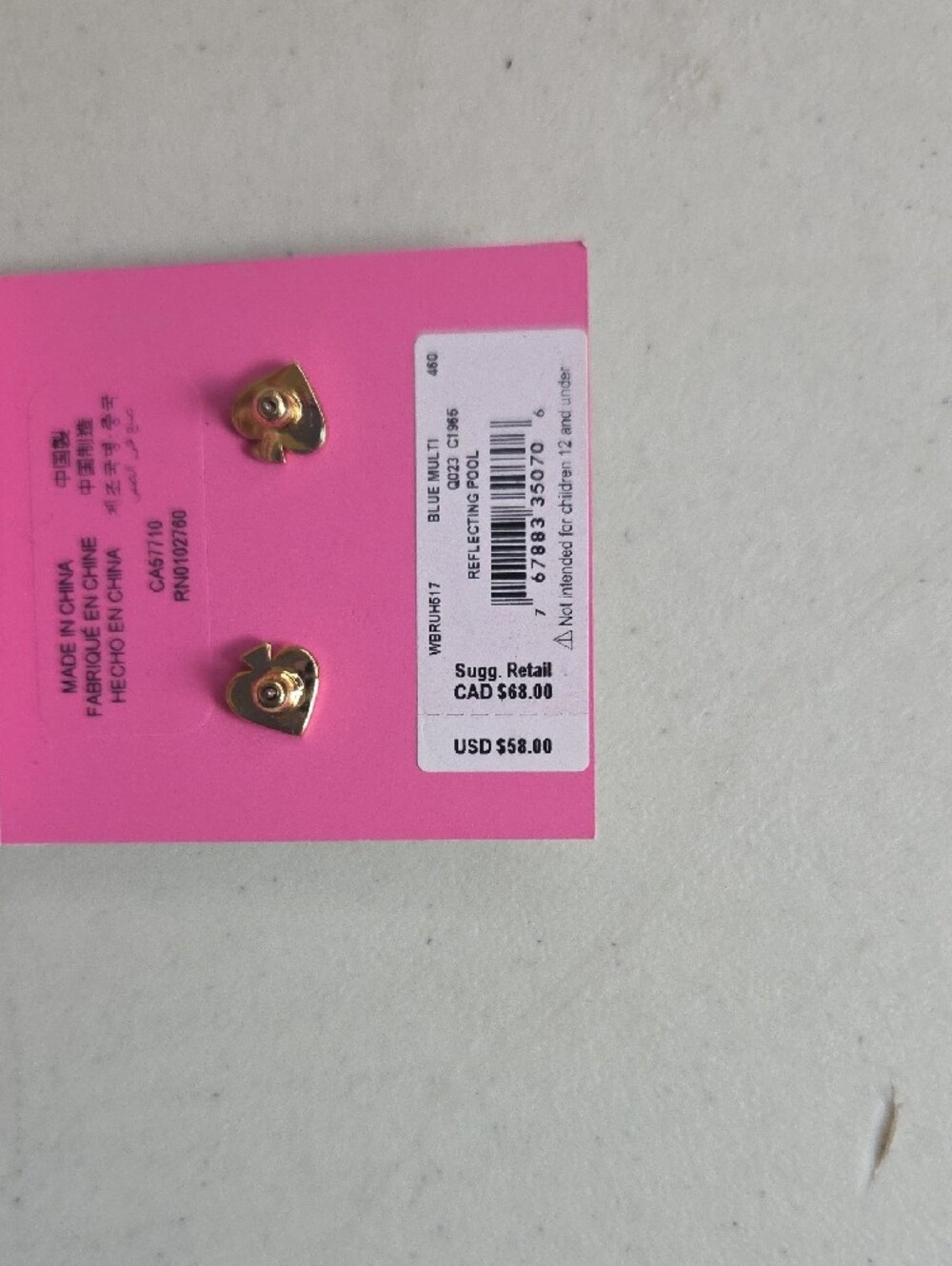 kate spade gold-tone crystal cluster earrings in lilac and royal blue - Picture 3 of 3
